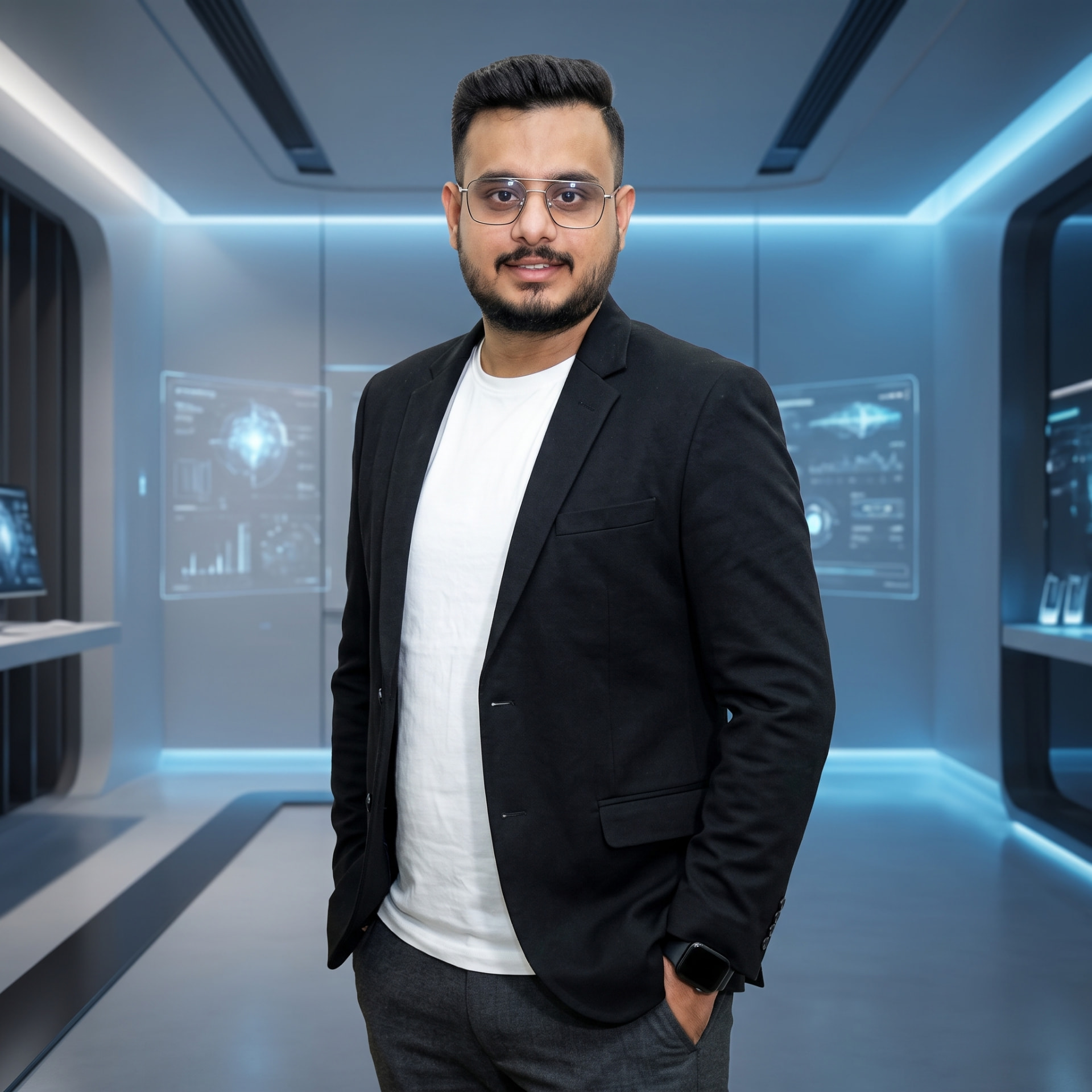 Bhaway Bhalla, founder of AI Is Everywhere, in an AI studio